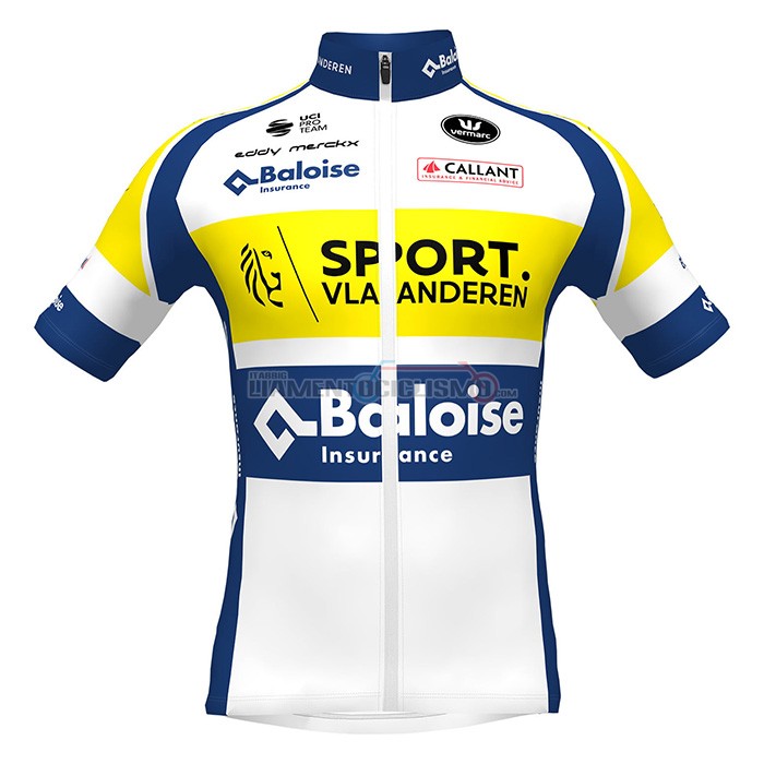 Abbigliamento Ciclismo Sport Vlaanderen-Baloise Manica Lunga 2022 Blu Giallo